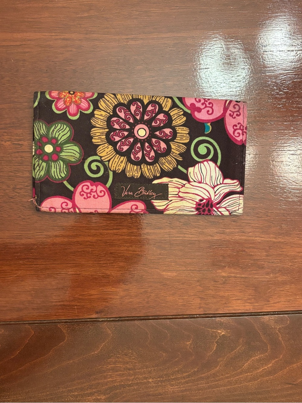 Vera Bradley Black Floral Check Book Cover- NWOT